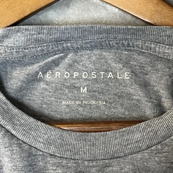 Aeropostale Embroidered Aero New York Patch Grey Basic Tee Shirt Mens Size M - Picture 3 of 6